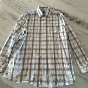 Apt. 9 Men's White and Gray Checkered Shirt